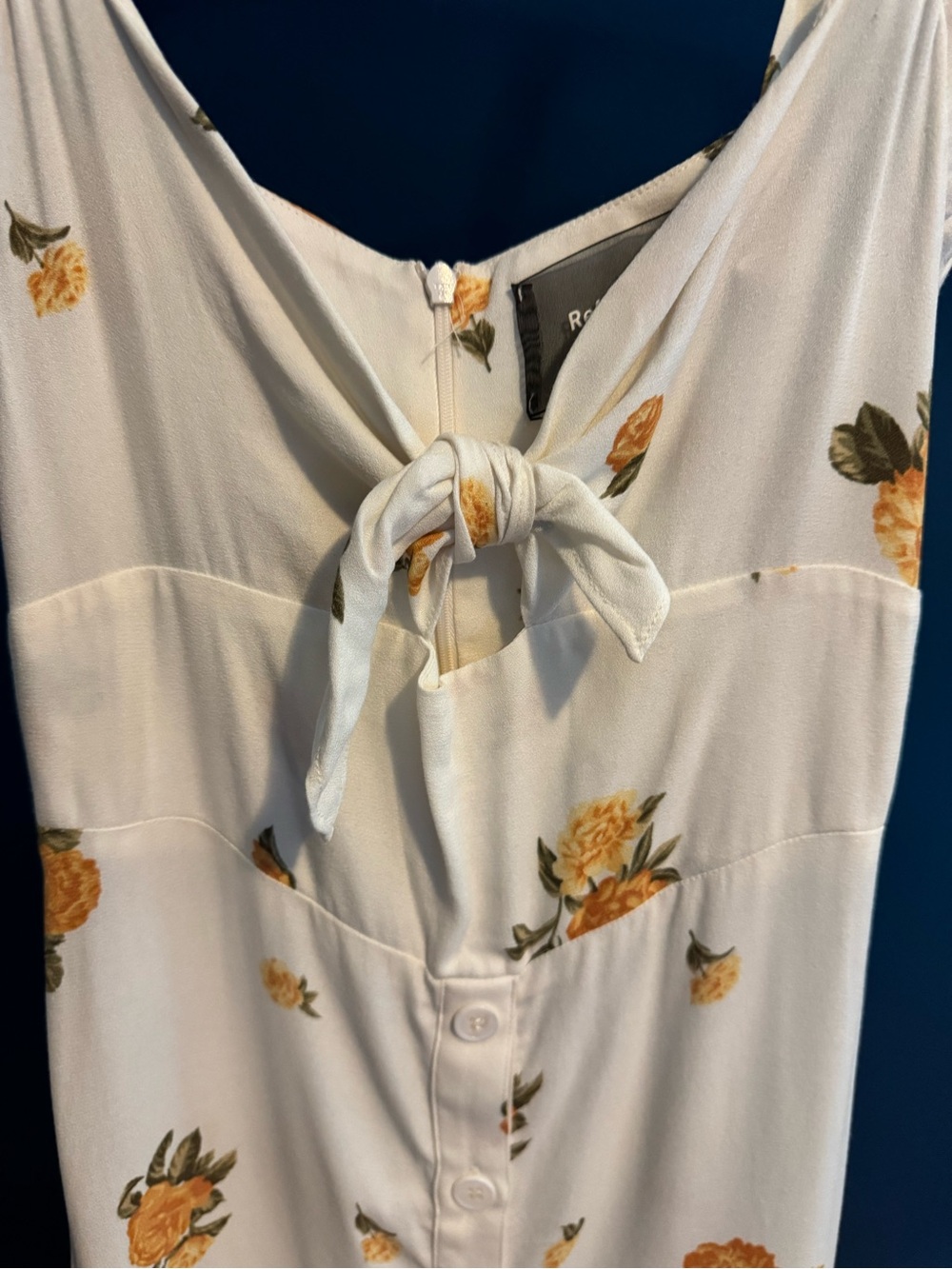Reformation Cream Floral Tie-Front Camisole